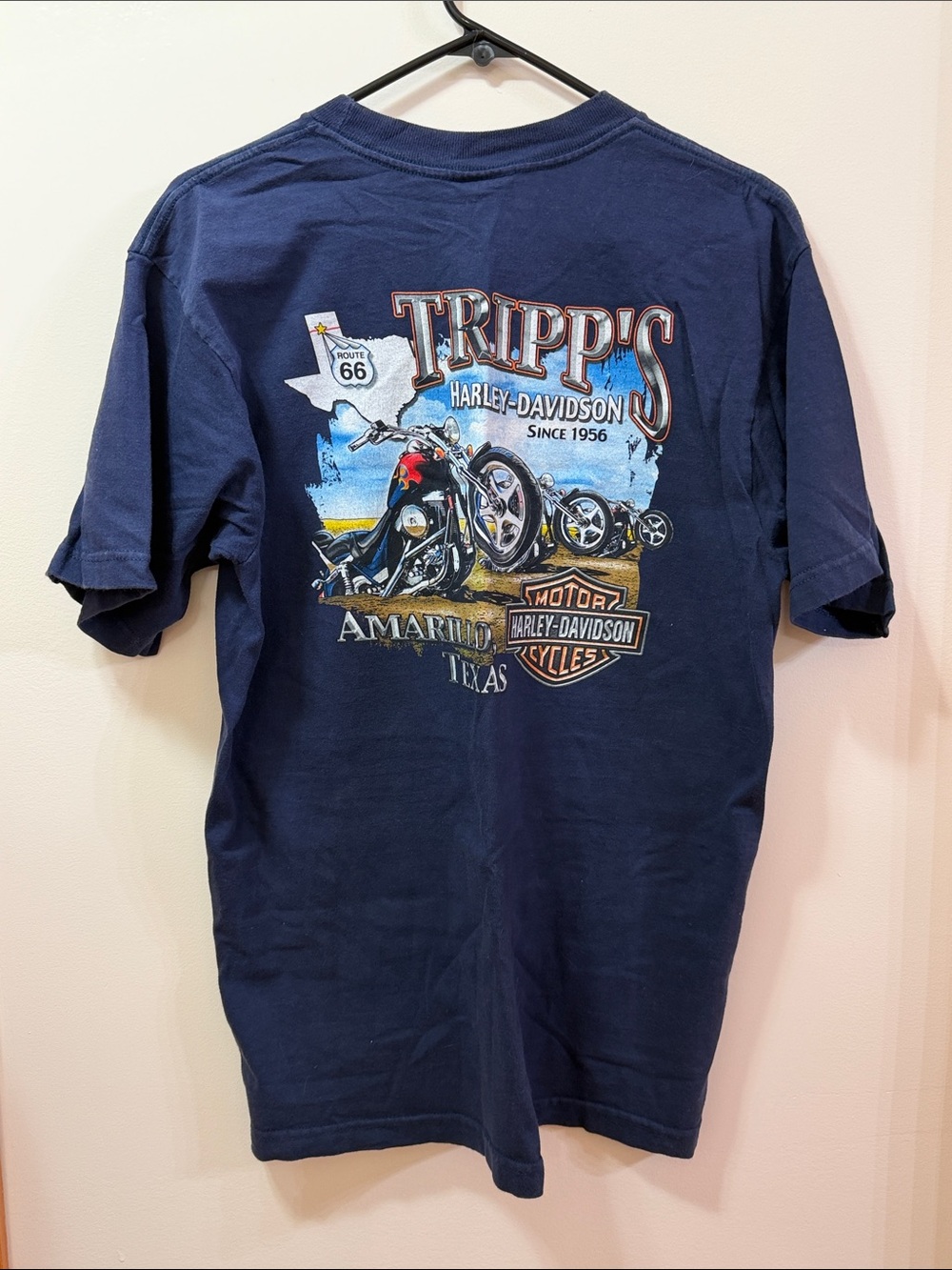 Harley-Davidson Navy Tripp's Amarillo Motorcycle Graphic Tee Size large